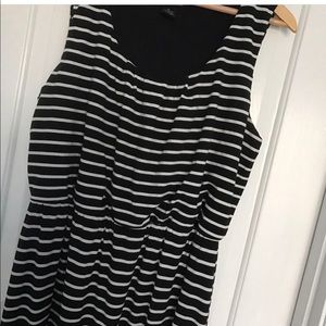 black + white striped maxi dress